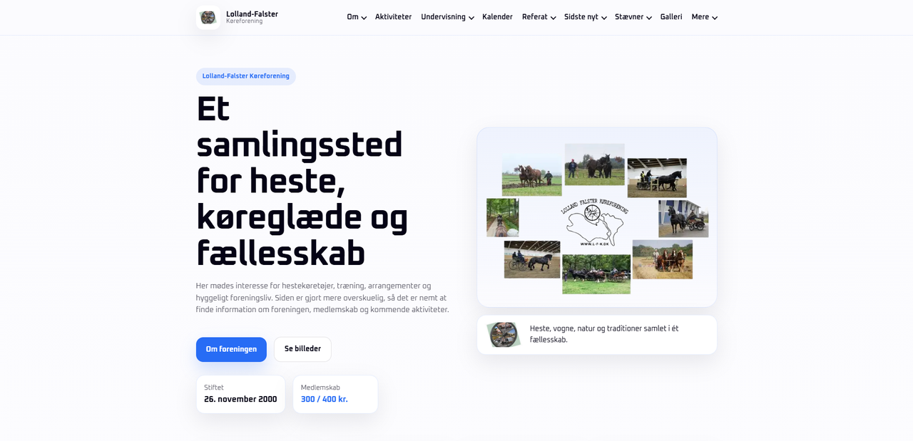 Screenshot af Lolland Falster Køreforening